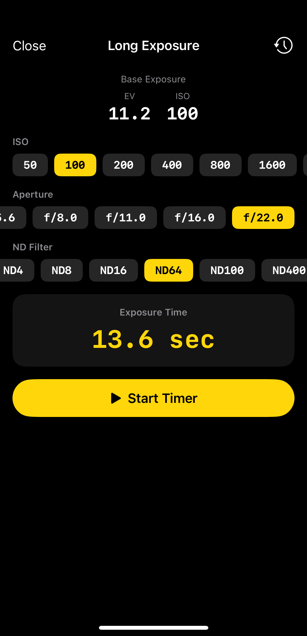 Long exposure calculator