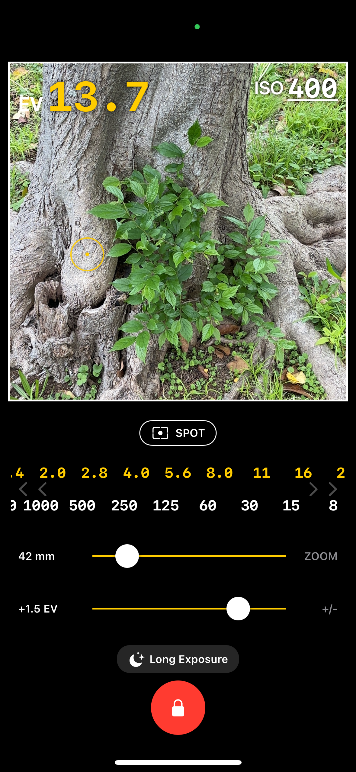 Exposure lock with focal length